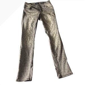 Jessica Simpson Forever Skinny Y2K Style Leopard Acid Wash Jean Low Rise Size 27